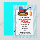 Baukrane 3. Geburtstag Einladung (Vorne/Hinten)