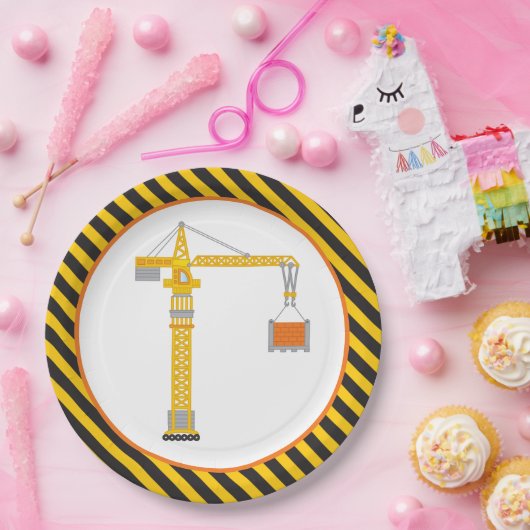 Baukrane Geburtstagspartikelplatte Pappteller (Party)