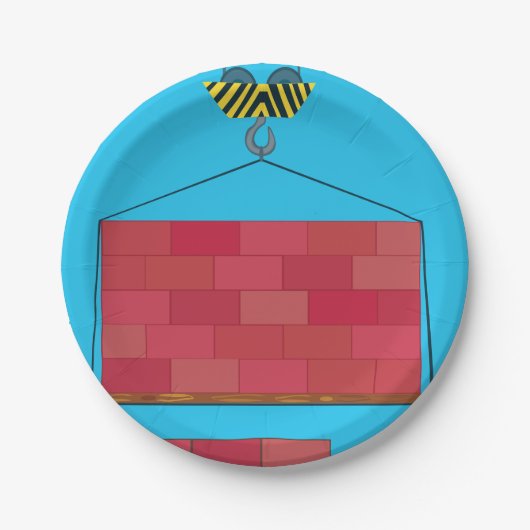 Baukrane Hubsteinwand Pappteller (Vorderseite)