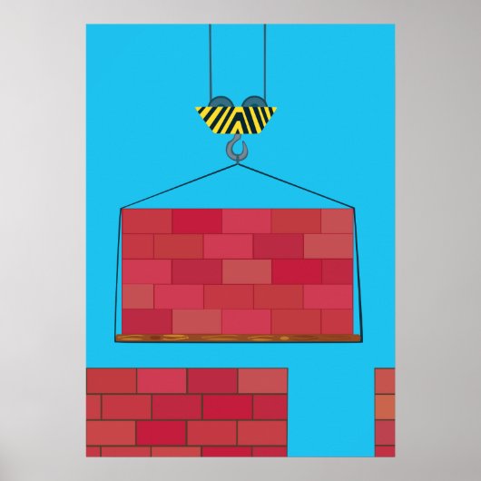 Baukrane Hubsteinwand Poster (Vorne)