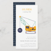 Baukranfahrzeug jedes Alter zum Geburtstag Einladu Dankeskarte (Vorne/Hinten)