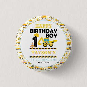 Baulastwagen 1. Geburtstag Kinderparty Button