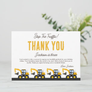 Baulastwagen-Geburtstag Personalisierte Dekorati Dankeskarte