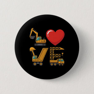 Baulastwagen Liebe Bagger Muldenkipper Kran Button