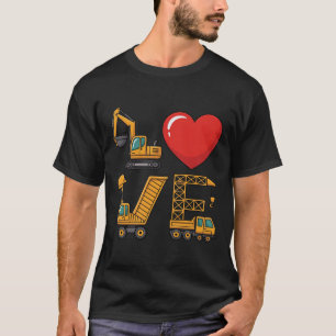 Baulastwagen Liebe Bagger Muldenkipper Kran T-Shirt