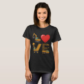 Baulastwagen Liebe Bagger Muldenkipper Kran T-Shirt (Vorne ganz)