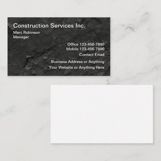 Bauleistungen Schwarze Visitenkarten Visitenkarte (Vorne/Hinten)