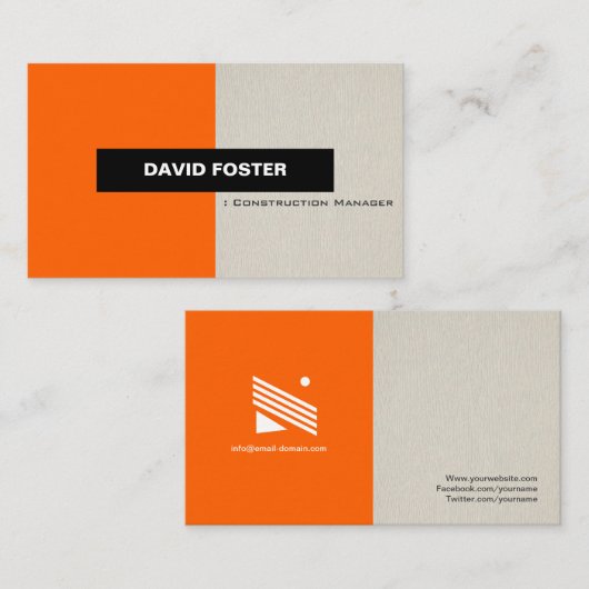 Bauleiter - Einfach elegant Stilvoll Visitenkarte (Vorne/Hinten)