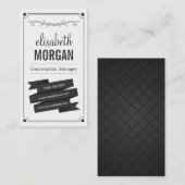 Bauleiter - Retro Schwarz und Weiß Visitenkarte (Vorne/Hinten)