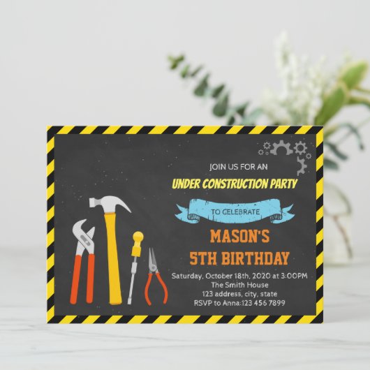 Bauliche Party Einladung (Stehend Vorderseite)