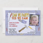 Bauliche Party Einladung mit Foto (Vorderseite)