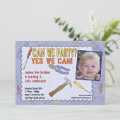 Bauliche Party Einladung mit Foto (Stehend Vorderseite)