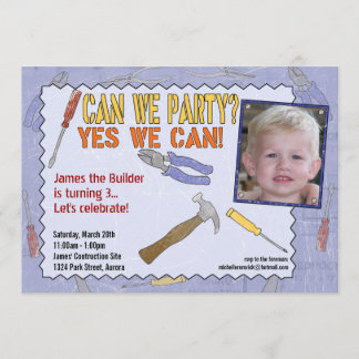 Bauliche Party Einladung mit Foto