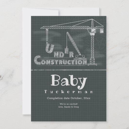 Bauliche Schwangerschaftsankündigung Einladung (Vorderseite)
