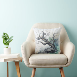 Baum Abstrakt Blau Kissen