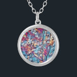 BAUM ABSTRAKT VERSILBERTE KETTE<br><div class="desc">Ein abstraktes Kunstdesign eines kleinen Waldbaumes in Blues-,  Rot- und Brauntönen.</div>