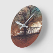Baum Abstrakte Malerei Landschaft Kunst Runde Wanduhr (Winkel)