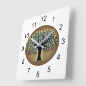 Baum Abstrakte Natur Kunst Quadratische Wanduhr (Winkel)