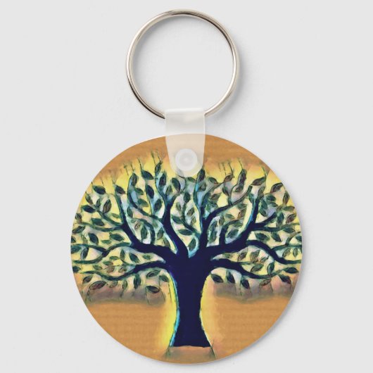 Baum Abstrakte Natur Kunst Schlüsselanhänger (Rückseite)