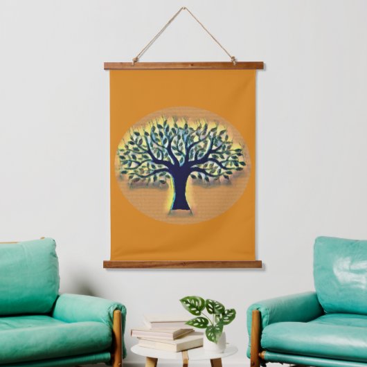 Baum Abstrakte Natur Kunst Wandteppich Mit Holzrahmen (Wohnzimmer)