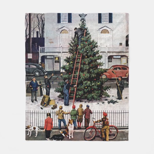 Baum am Marktplatz Fleecedecke (Vorderseite)