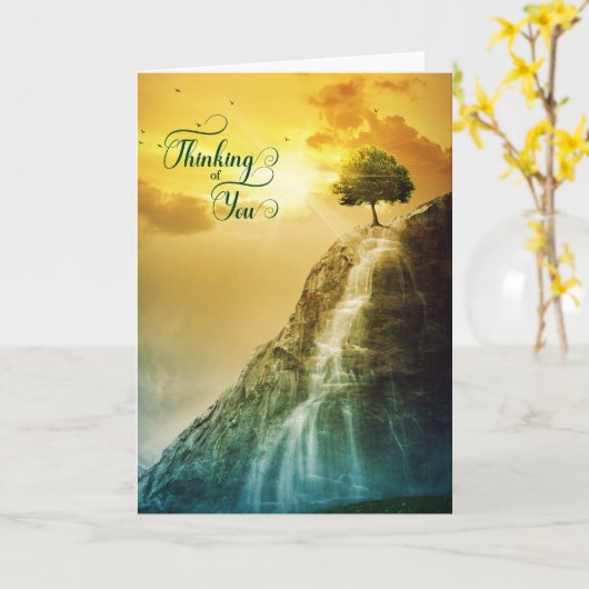 Baum an einem Bergwasserfall, der an Dich denkt Karte (Gelbe Blume)