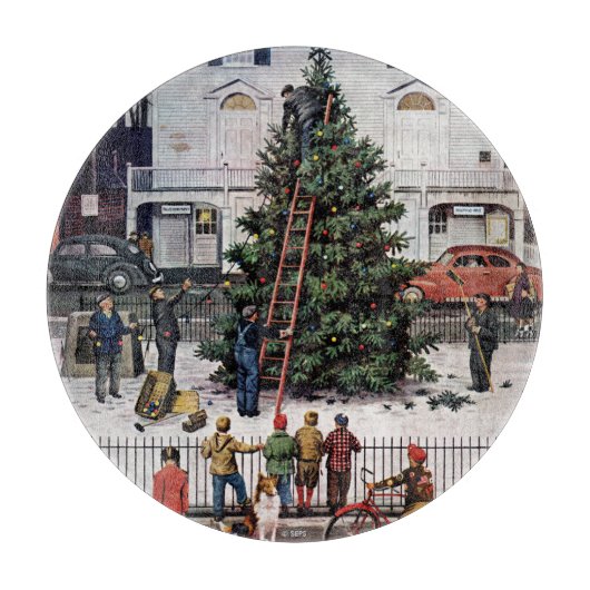 Baum auf dem Platz der Stadt Schneidebrett (Vorderseite)