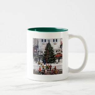 Baum auf dem Stadtplatz Zweifarbige Tasse