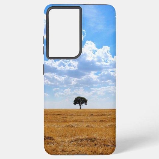 Baum auf einem geernteten Weizenfeld Samsung Galaxy Hülle (Rückseite)