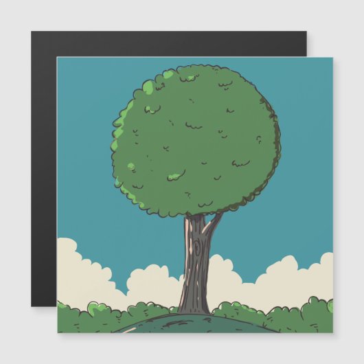 Baum auf einem Hügel Magnetkarte (Vorne/Hinten)
