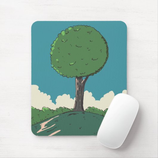 Baum auf einem Hügel Mousepad (Mit Mouse)