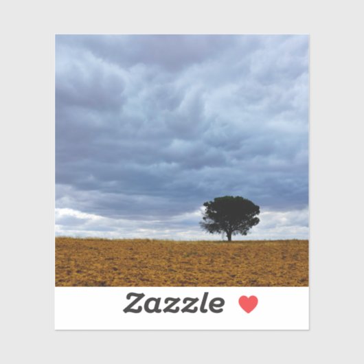 Baum auf einem leeren Feld Aufkleber (Blatt)