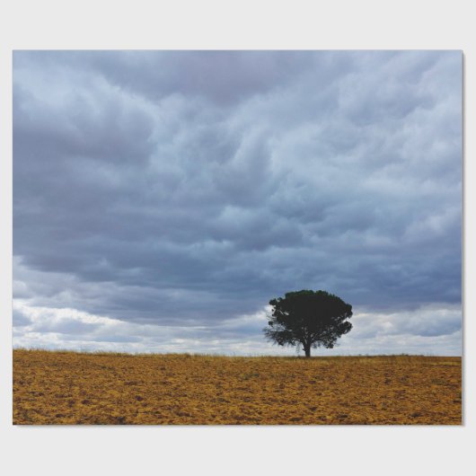 Baum auf einem leeren Feld Geschenkpapier (Flach)