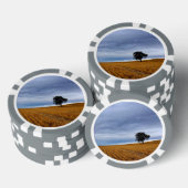 Baum auf einem Weizenfeld Pokerchips (Stapel)