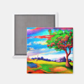 Baum auf einer felsigen Wiese Magnet (Vorderseite/Rückseite)