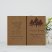 Baum auf Holz braunen Wald Hochzeitsprogramm (Stehend Vorderseite)