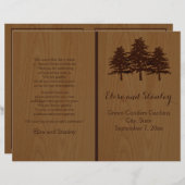Baum auf Holz braunen Wald Hochzeitsprogramm (Vorne/Hinten)