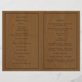Baum auf Holz braunen Wald Hochzeitsprogramm (Rückseite)