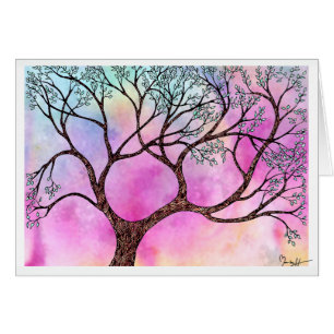 Baum auf Pergament mit Aquarell-Hintergrund