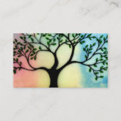 Baum auf Pergament über Aquarellhintergrund Visitenkarte (Rückseite)