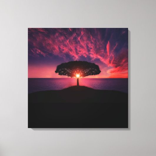 Baum auf Sonnenfarbe, Foto, Leinwand (Vorderseite)