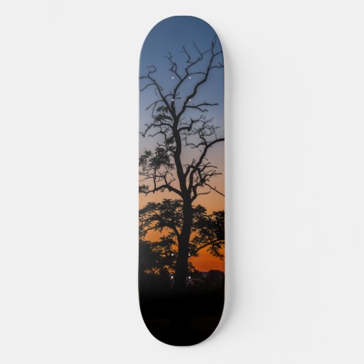 Baum auf Sonnenuntergang Skateboard (Vorderseite)