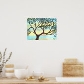 Baum auf Vellum mit Aquarellgrund Poster (Küche)