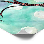 Baum auf Vellum mit Aquarellgrund Poster (Ecke)