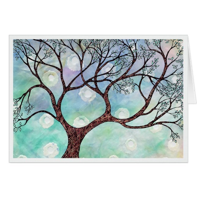 Baum auf Vellum mit Aquarellhintergrund (Vorderseite (Horizontal))