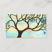 Baum auf Vellum mit Aquarellhintergrund Visitenkarte (Rückseite)