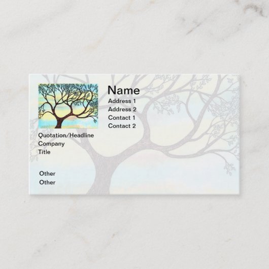 Baum auf Vellum mit Aquarellhintergrund Visitenkarte (Vorderseite)