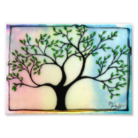 Baum auf Vellum über Aquarell