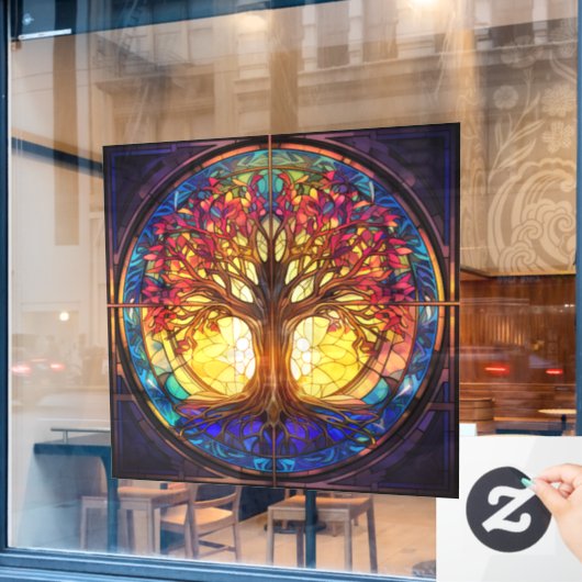 Baum aus festem Glas Fensteraufkleber (Café-Fenster)