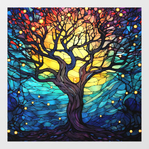 Baum aus festem Glas Fensteraufkleber